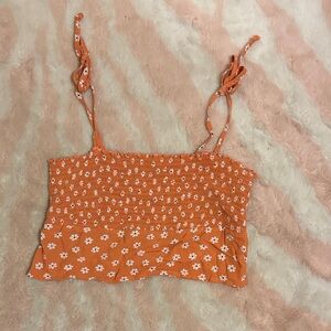 La Hearts Orange Floral Crop Top